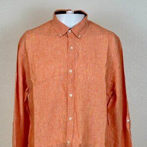 Baird McNutt 100%‎ Linen Shirt Mens L Striped Murano Slim Beach Resort Coastal